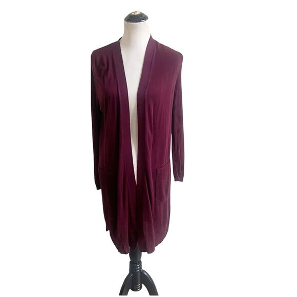 INC International Concepts Sweaters - I.N.C International Concepts Longline Cardigan Size Medium Burgundy Lightweight